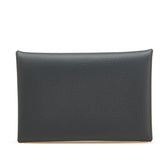 エルメス カルヴィ コインケース カードケース 名刺入れ グレー ヴォーエプソン レディース HERMES 【中古】